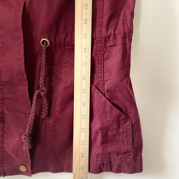 NWT Loft Outlet Womens Deep Maroon Red Hooded Utility Anorak Jacket Size Medium - Picture 6 of 7